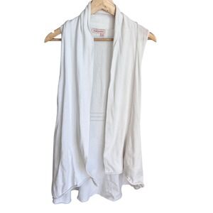 Fresh Produce White Sleeveless Open Cardigan Sweater w/ Pockets OS